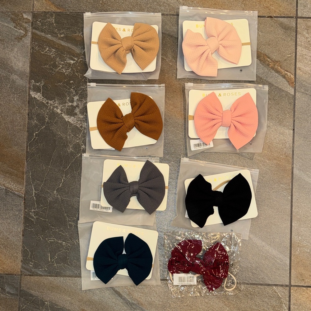 Bums & Roses Kids Nylon Bow BUNDLE of 8! All NWT!!!